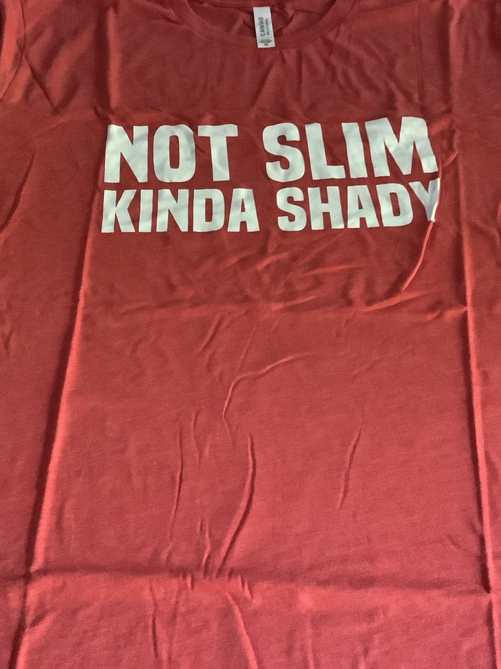 Bella Canvas Red Sleep Tee with White "Not Slim Kinda Shady" Graphic